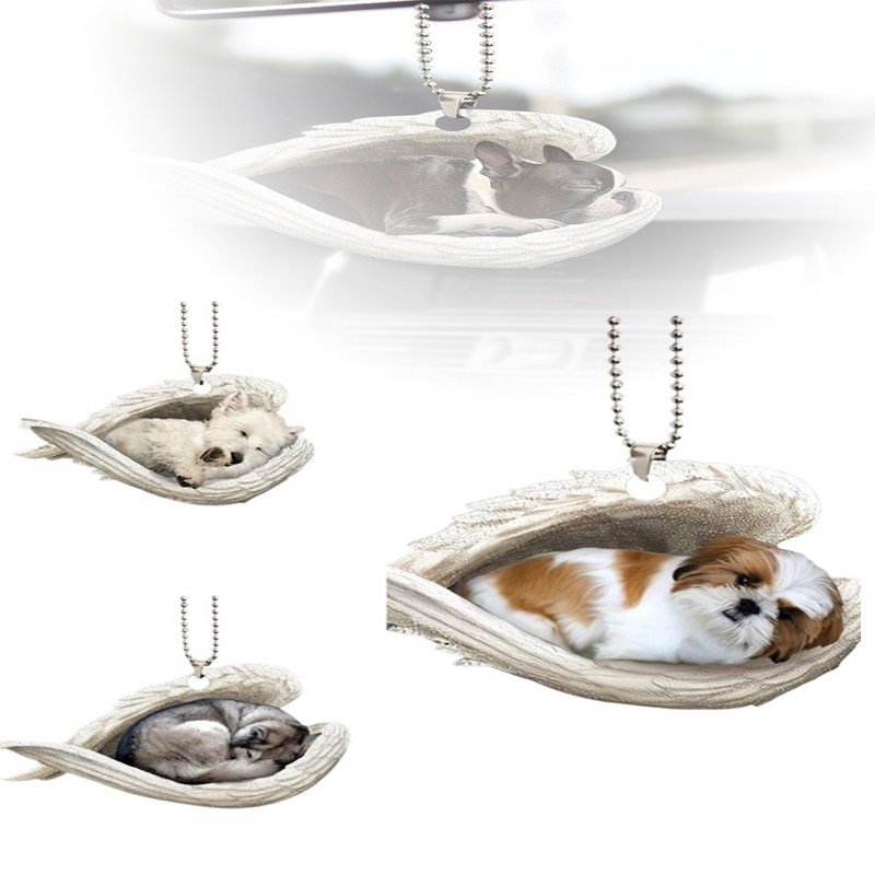 Car Accessories Mirror Hanging - 1*Creative Sleeping Angel Wing Puppy Memorial
