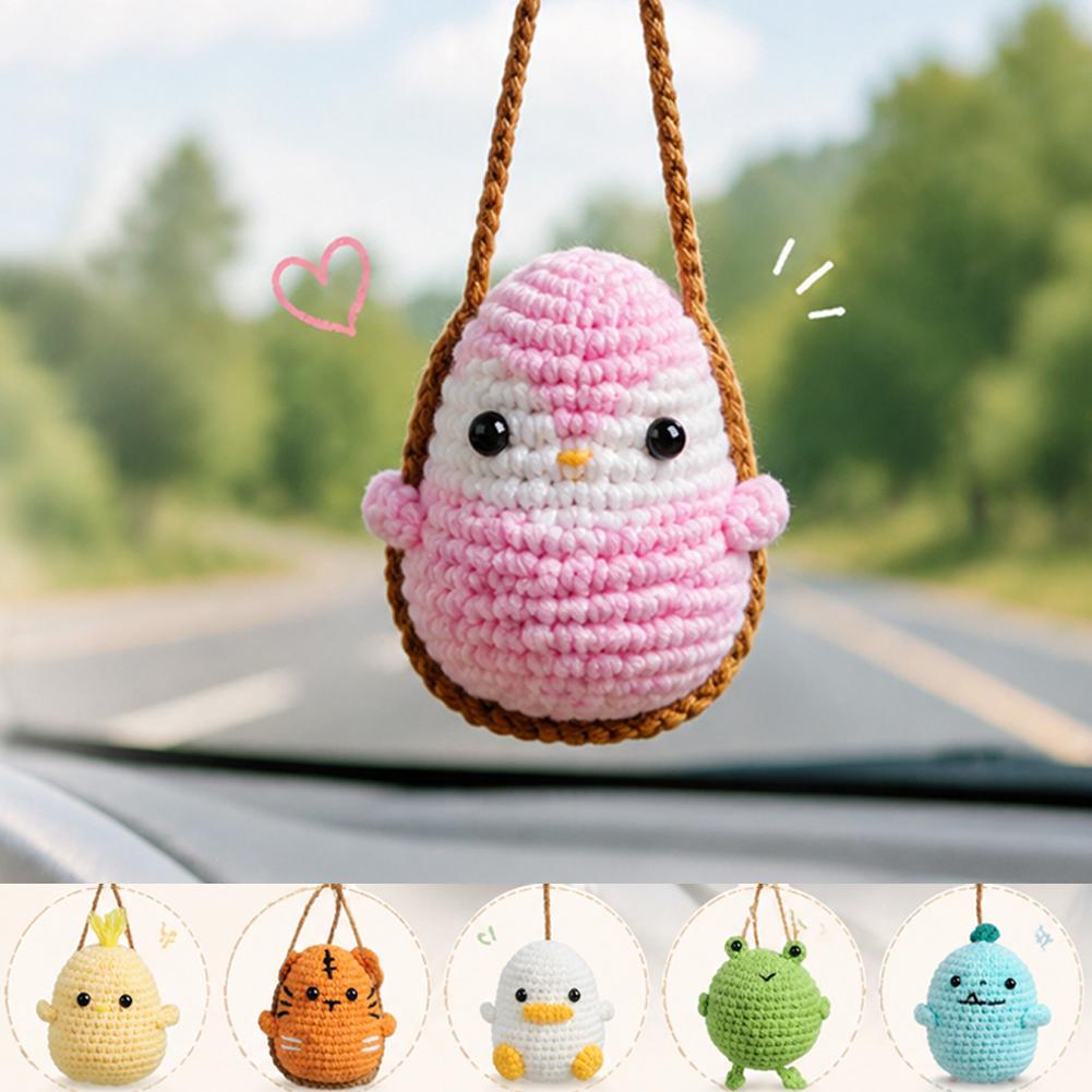 Car Accessories Mirror Hanging - Car Cartoon Hanging Handmade Crochet Animal