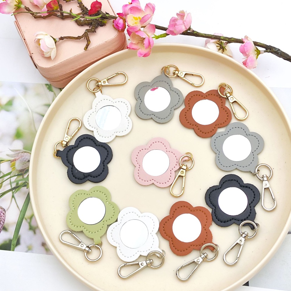 Car Accessories Mirror Hanging - Flower Petal Shaped Mirror Bag Keychain