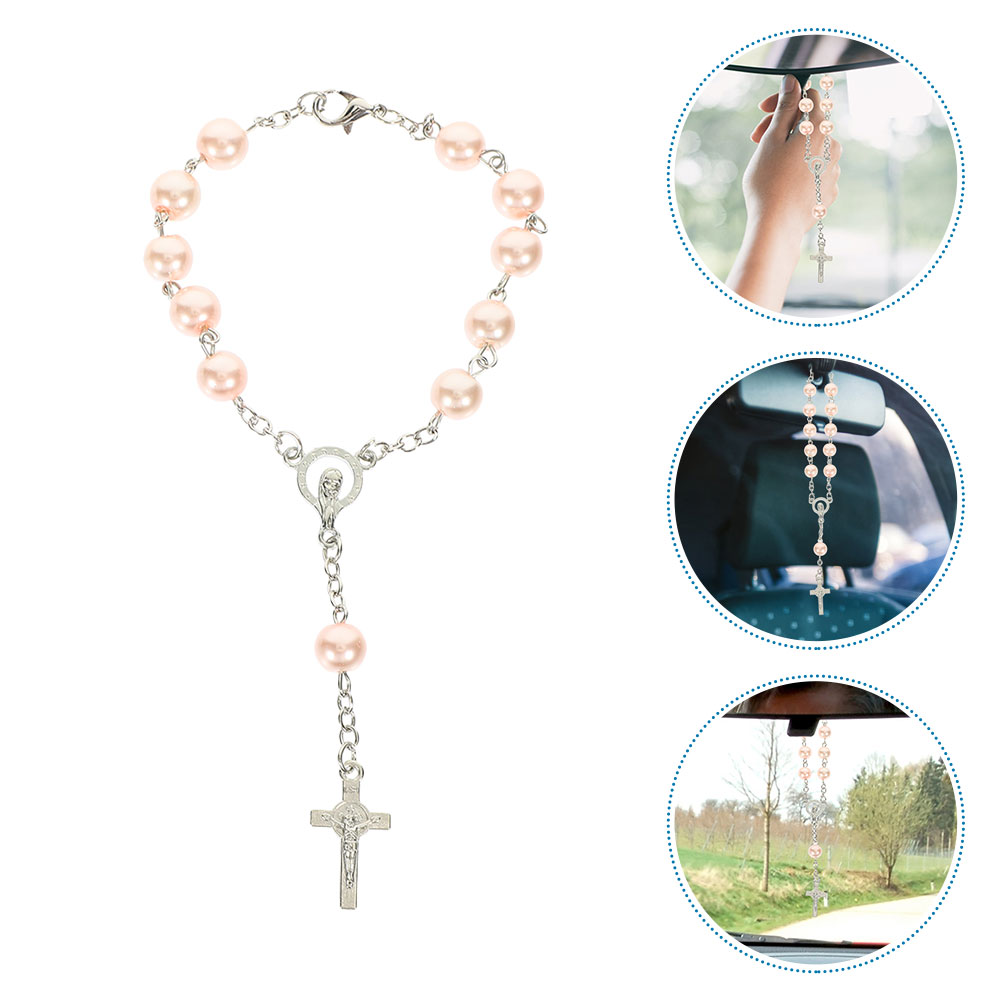 2Pcs Car Rosary Cross Pendant  - Car Accessories Mirror Hanging review and price