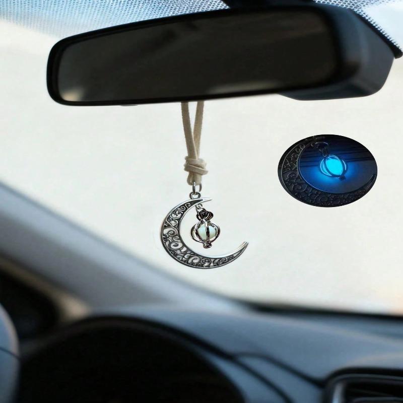Luminous Hollow Crescent Moon  - Car Accessories Mirror Hanging review and price